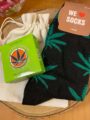 Kit Natal Meias canábis + 3 Preservativos com aroma a canábis + Bolsa algodão para presentear.
